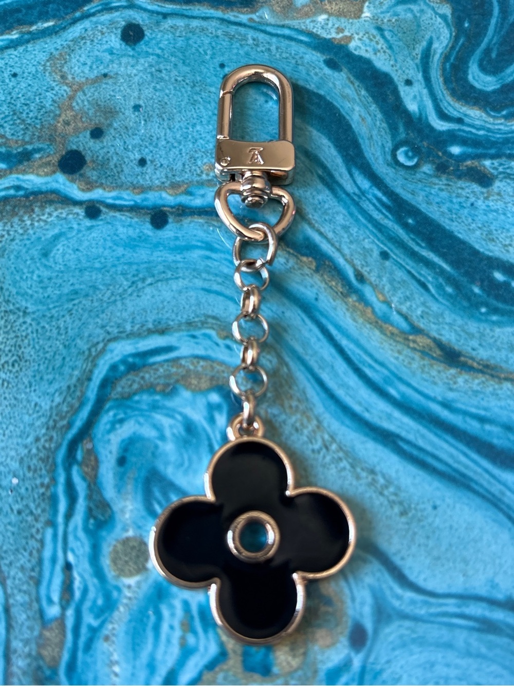 Louis Vuitton Black Enamel Clover Keychain Purse Charm